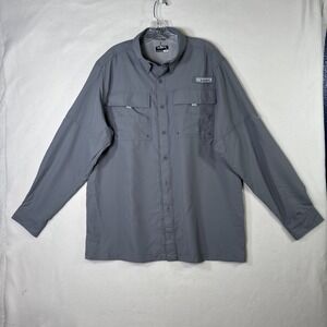 Habit Technical Apparel Gray SPF 40 Vented Button Up Shirt Size L Excellent